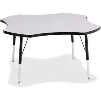 Jonti-Craft Berries Prism Four-Leaf Student Table - Black, Laminated Top - Four Leg Base - 4 Legs - Adjustable Height - 24" to 31" Adjustment x 1.13" Table Top Thickness x 48" Table Top Diameter - 31" Height - Assembly Required - Powder Coated - 1 Each