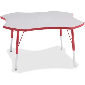 Jonti-Craft Berries Prism Four-Leaf Student Table - Laminated, Red Top - Four Leg Base - 4 Legs - Adjustable Height - 24" to 31" Adjustment x 1.13" Table Top Thickness x 48" Table Top Diameter - 31" Height - Assembly Required - Powder Coated - 1 Each