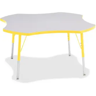 Jonti-Craft Berries Prism Four-Leaf Student Table - Laminated, Yellow Top - Four Leg Base - 4 Legs - Adjustable Height - 24" to 31" Adjustment x 1.13" Table Top Thickness x 48" Table Top Diameter - 31" Height - Assembly Required - Powder Coated - 1 Each