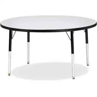 Jonti-Craft Berries Adult Height Color Edge Round Table - Black Round, Laminated Top - Four Leg Base - 4 Legs - Adjustable Height - 24" to 31" Adjustment x 1.13" Table Top Thickness x 48" Table Top Diameter - 31" Height - Assembly Required - Powder Coated