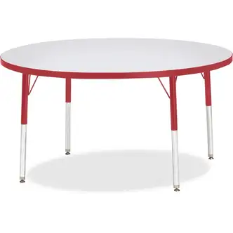Jonti-Craft Berries Adult Height Color Edge Round Table - Laminated Round, Red Top - Four Leg Base - 4 Legs - Adjustable Height - 24" to 31" Adjustment x 1.13" Table Top Thickness x 48" Table Top Diameter - 31" Height - Assembly Required - Powder Coated -