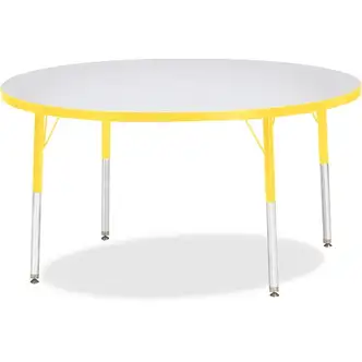 Jonti-Craft Berries Adult Height Color Edge Round Table - Laminated Round, Yellow Top - Four Leg Base - 4 Legs - Adjustable Height - 24" to 31" Adjustment x 1.13" Table Top Thickness x 48" Table Top Diameter - 31" Height - Assembly Required - Powder Coate