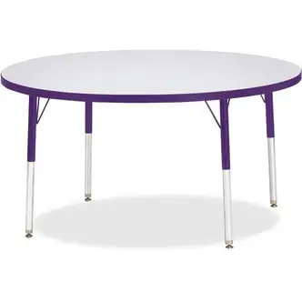 Jonti-Craft Berries Adult Height Color Edge Round Table - Laminated Round, Purple Top - Four Leg Base - 4 Legs - Adjustable Height - 24" to 31" Adjustment x 1.13" Table Top Thickness x 48" Table Top Diameter - 31" Height - Assembly Required - Powder Coate