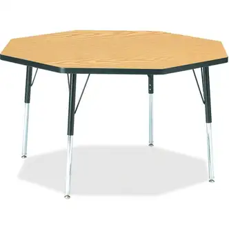 Jonti-Craft Berries Adult Height Color Top Octagon Table - Black Oak Octagonal, Laminated Top - Four Leg Base - 4 Legs - Adjustable Height - 24" to 31" Adjustment x 1.13" Table Top Thickness x 48" Table Top Diameter - 31" Height - Assembly Required - Powd