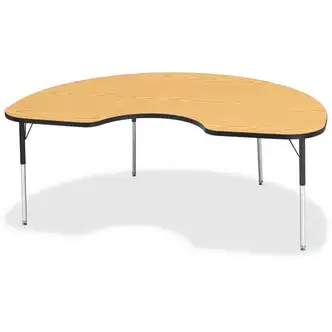 Jonti-Craft Berries Adult Color Top Kidney Table - Black Oak Kidney-shaped, Laminated Top - Four Leg Base - 4 Legs - Adjustable Height - 24" to 31" Adjustment - 72" Table Top Length x 48" Table Top Width x 1.13" Table Top Thickness - 31" Height - Assembly