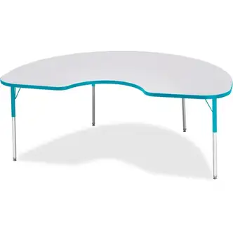 Jonti-Craft Berries Adult Height Prism Color Edge Kidney Table - Laminated Kidney-shaped, Teal Top - Four Leg Base - 4 Legs - Adjustable Height - 24" to 31" Adjustment - 72" Table Top Length x 48" Table Top Width x 1.13" Table Top Thickness - 31" Height -