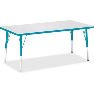 Jonti-Craft Berries Elementary Height Color Edge Rectangle Table - Laminated Rectangle, Teal Top - Four Leg Base - 4 Legs - Adjustable Height - 15" to 24" Adjustment - 60" Table Top Length x 30" Table Top Width x 1.13" Table Top Thickness - 24" Height - A