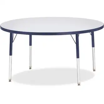 Jonti-Craft Berries Adult Height Color Edge Round Table - Laminated Round, Navy Top - Four Leg Base - 4 Legs - Adjustable Height - 24" to 31" Adjustment x 1.13" Table Top Thickness x 48" Table Top Diameter - 31" Height - Assembly Required - Powder Coated 