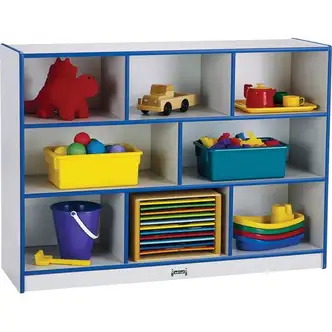 Jonti-Craft Rainbow Accents Super-size Mobile Storage - 35.5" Height x 48" Width x 15" Depth - Durable, Laminated - Navy - Hard Rubber - 1 Each