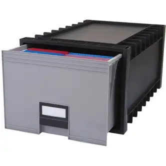 Storex Archive Files Storage Box - External Dimensions: 15.1" Width x 24.3" Depth x 11.4"Height - Media Size Supported: Letter - Heavy Duty - Stackable - Polypropylene - Black, Gray - For File - Recycled - 1 Each
