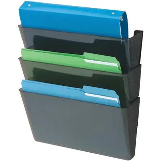Deflecto EZ Link DocuPocket - 3 Pocket(s) - 7" Height x 13" Width x 4" Depth - Stackable - 50% Recycled - Black - Plastic - 3 / Set