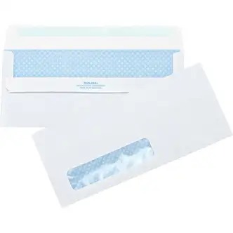 Business Source No.10 Standard Window Invoice Envelopes - Single Window - 9 1/2" Width x 4 1/2" Length - 24 lb - Self-sealing - Poly - 500 / Box - White