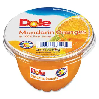 Dole Mandarin Oranges Fruit Cups - Mandarin Orange - 1 Serving Cup - 7 oz - 12 / Carton