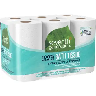 Seventh Generation 100% Recycled Bathroom Tissue - 2 Ply - 4" x 4" - 240 Sheets/Roll - White - Paper - 12 / Pack