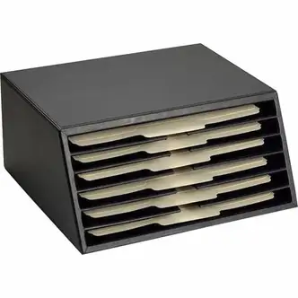 Dacasso Classic Leather Vertical Letter Sorter - 6 Compartment(s) - Black - Top Grain Leather, Velveteen - 1 Each