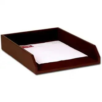 Dacasso Leather Legal-Size Tray - Chocolate Brown - Top Grain Leather, Velveteen - 1 Each