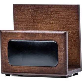 Dacasso Walnut & Leather Letter Holder - Leather, Wood, Rubber - 1 Each - Walnut, Black
