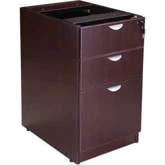 Boss N166 Deluxe Pedestal - 3-Drawer - 16" x 22" x 28.5" - 3 Drawer(s) - Finish: Mahogany - Security Lock