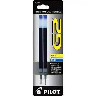 Pilot G2 Bold Gel Pen Refills - 1 mm, Bold Point - Blue Ink - Smear Proof - 2 / Pack