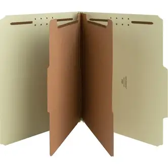 Nature Saver 2/5 Tab Cut Letter Recycled Classification Folder - 8 1/2" x 11" - 2" Expansion - Prong K Style Fastener - 2" Fastener Capacity for Folder, 1" Fastener Capacity for Divider - 2 Divider(s) - Fiberboard, Pressboard, Tyvek - Gray/Green - 100% Re