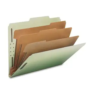 Nature Saver 2/5 Tab Cut Letter Recycled Classification Folder - 8 1/2" x 11" - 3" Expansion - Prong K Style Fastener - 2" Fastener Capacity, 1" Fastener Capacity for Divider - 3 Divider(s) - Tyvek, Fiberboard, Pressboard - Gray/Green - 100% Recycled - 10