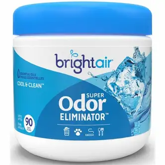 Bright Air Super Odor Eliminator Air Freshener - Gel - 450 ft³ - 14 fl oz (0.4 quart) - Cool, Clean - 60 Day - 1 Each