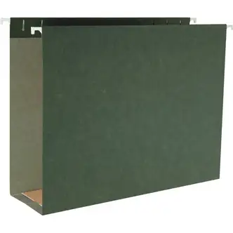 Business Source 1/5 Tab Cut Letter Recycled Hanging Folder - 8 1/2" x 11" - 3" Expansion - Standard Green - 10% Recycled - 25 / Box