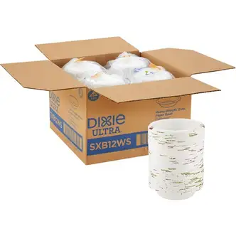 Dixie Ultra® Pathways 12 oz Heavyweight Paper Bowls by GP Pro - 125 / Pack - Microwave Safe - White - Paper Body - 4 / Carton