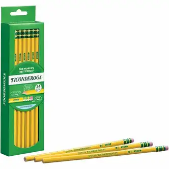 Ticonderoga Wood-Cased Pencils - 2HB Lead - Yellow Barrel - 24 / Box