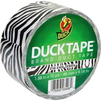 Duck Brand Brand Printed Design Color Duct Tape - 10 yd Length x 1.88" Width - For Repairing, Color Coding - 1 / Roll - Zebra