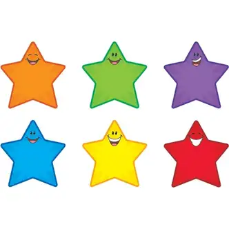 Trend Smiling Stars Accents - 36 x Smiley Star Shape - Precut - 5.50" Height - Assorted - 36 / Pack