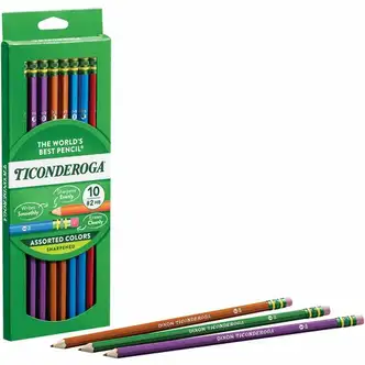 Ticonderoga Pre-Sharpened No. 2 Pencils - #2 Lead - Graphite Lead - Assorted Wood Barrel - 10 / Pack