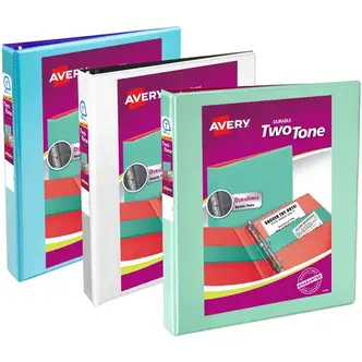 Avery® 1/2" Two-Tone View 3-Ring Binder With Pockets - 1/2" Binder Capacity - Letter - 8 1/2" x 11" Sheet Size - 135 Sheet Capacity - Slant Ring Fastener(s) - 4 Pocket(s) - Polypropylene - Aqua, Mint, White - Recycled - Pocket, Durable, Sturdy, Tear R