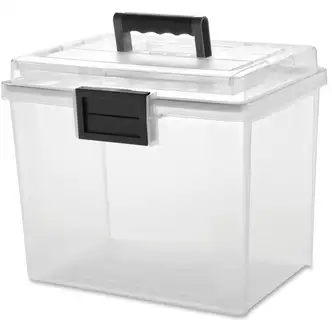 IRIS Weather Tight Portable File Box - External Dimensions: 13.7" Length x 10.2" Width x 11.9" Height - 4.75 gal - Media Size Supported: Letter 8.50" x 11" - Latching Closure - Heavy Duty - Plastic - Clear, Gray - For Document, Pen/Pencil, Business Card, 