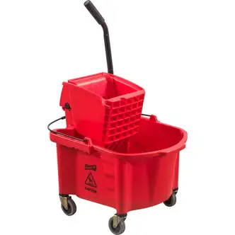 Genuine Joe Splash Shield Mop Bucket/Wringer - 6.50 gal - Plastic - Red - 1 Each
