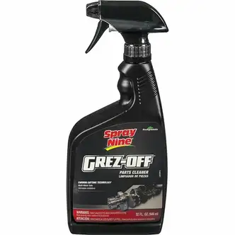 Spray Nine Grez-Off Parts Cleaner Degreaser - For Tool, Floor, Wall, Stainless Steel, Chrome, Engine, Machinery, Workbench, Asphalt, Condenser Coil, Exhaust Hood - 32 fl oz (1 quart)Bottle - 1 Each - Non-flammable, Solvent-free - Clear