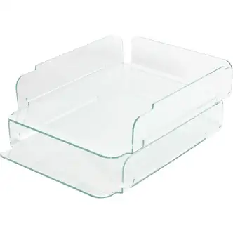 Lorell Stacking Document Trays - Desktop - Durable, Lightweight, Non-skid, Stackable - Clear - Acrylic - 1 Each