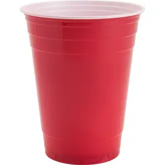 Genuine Joe 16 oz Party Cups - 50 / Pack - Red - Plastic - Party, Cold Drink