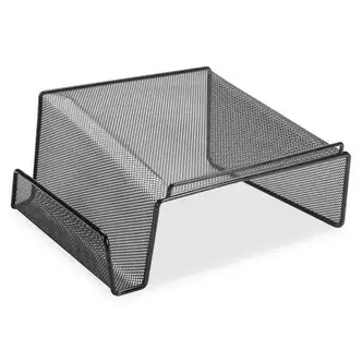 Lorell Mesh Wire Angled Height Mesh Phone Stand - 11.1" x 10.1" x 5.3" x - Steel - 1 Each - Black