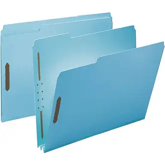 Smead 1/3 Tab Cut Letter Recycled Fastener Folder - 8 1/2" x 11" - 250 Sheet Capacity - 2" Expansion - 2 x 2K Fastener(s) - Assorted Position Tab Position - Pressboard - Blue - 100% Recycled - 25 / Box