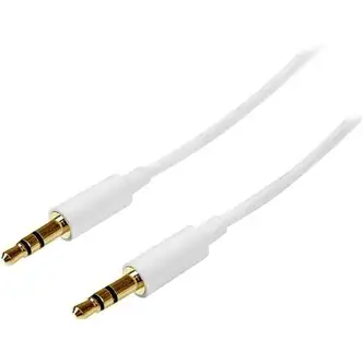 StarTech.com 1m White Slim 3.5mm Stereo Audio Cable - Male to Male - Listen to your iPod® / MP3 player on your car or home stereo - Male to Male 3.5mm Cable - 3.5mm Audio Cable - 1m Aux Stereo Cable - Stereo Mini Jack Cable - Male to Male Headphone Ca