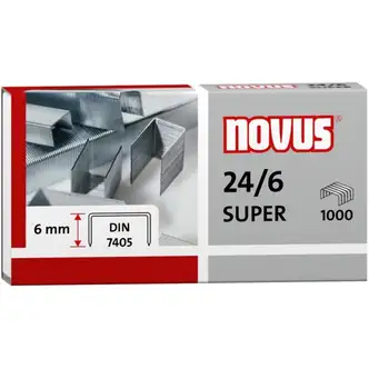 Novus 24/6 Super Premium Staples - 15/64" Leg - Silver - Steel1000 / Carton
