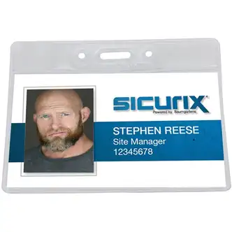 SICURIX Vinyl Punched ID Badge Holders - Horizontal - Horizontal - 2.5" x 3.5" x - Vinyl - 50 / Pack - Clear