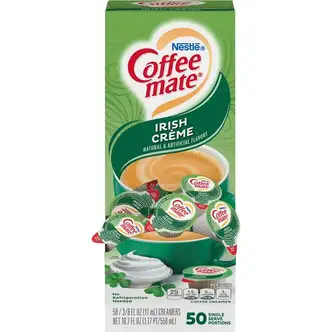 Coffee mate Irish Creme Gluten-Free Liquid Creamer - Single-Serve Tubs - Irish Cream Flavor - 0.38 fl oz (11 mL) - 50/Box - 50 Serving