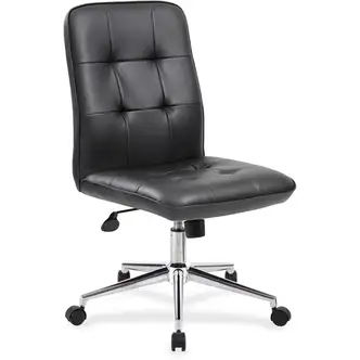 Boss Modern B330 Task Chair - Black Vinyl Seat - Chrome, Black Chrome Frame - 5-star Base - Black - 1 Each