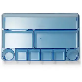 Officemate Blue Glacier Drawer Tray - 9 Compartment(s) - 1.1" Height x 14" Width x 9" DepthDesktop - Transparent Blue - 1 Each