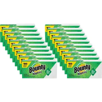 Bounty Quilted Napkins - 1 Ply - 12.10" x 12" - White - Paper - 100 Per Pack - 20 / Carton