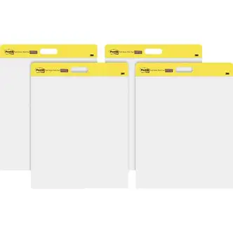 Post-it® Self-Stick Wall Pads - 20 Sheets - Plain - Stapled - 18.50 lb Basis Weight - 20" x 23" - White Paper - Self-adhesive, Repositionable, Bleed Resistant, Cardboard Back - 4 / Carton