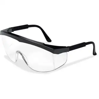 Crews Stratos Wraparound Design Glasses - Ultraviolet Protection - Clear Lens - Black Frame - Adjustable Temple, Comfortable, Lightweight, Scratch Resistant - 1 Each