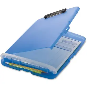 Officemate Slim Clipboard Storage Box - 1" Clip Capacity - 8 1/2" x 11" - Blue - 1 Each